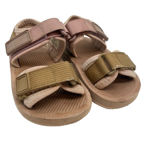 The Unbranded Brand Other - Unbranded Pink Tan Webbing Strap Sporty Sandals | Toddler Girl's Size US 5.5